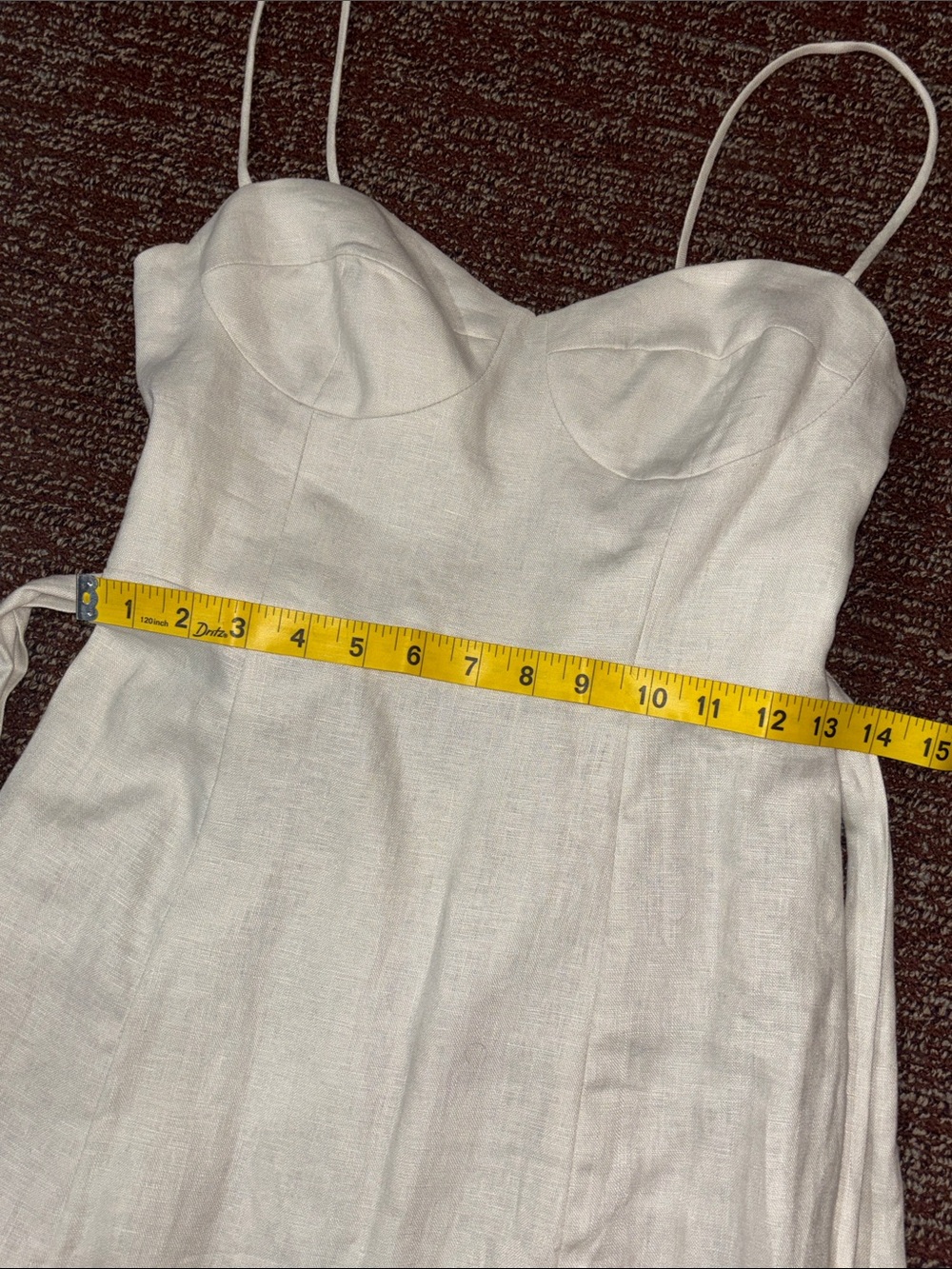 Reformation Jada linen midi dress cream tie waist high slit corset top open back - Picture 13 of 16